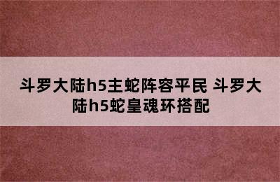 斗罗大陆h5主蛇阵容平民 斗罗大陆h5蛇皇魂环搭配